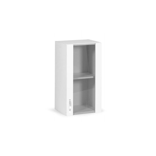 Vitrinen-Wandschrank aus weißer Esche, 1 Tür, aus melaminharzbeschichtetem Holz, H. 72 x 40 x 32 cm