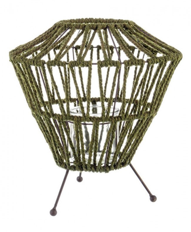 4x Laterne Gras Stativ Grün L