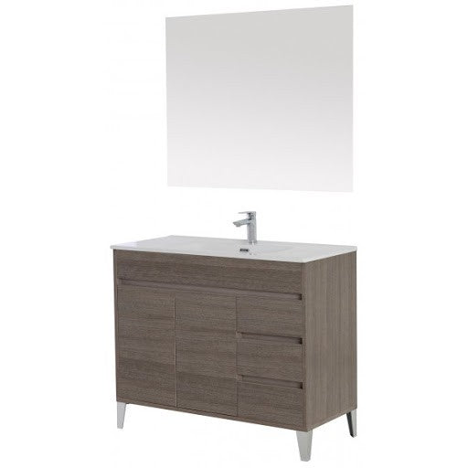 Badezimmerzusammensetzung Linie Mondo Farbe Dunkel Eiche zwei Türen drei Schubladen 102x47x h85 cm