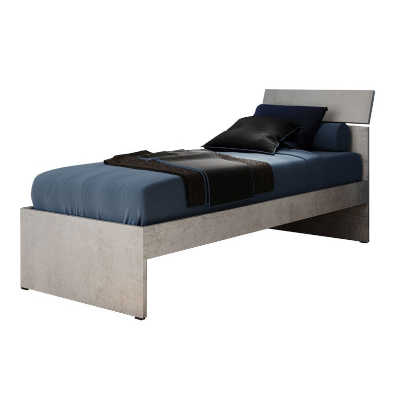 Einzelbett für Schlafzimmer in der Farbe Betongrau 200x85xH 98 cm
