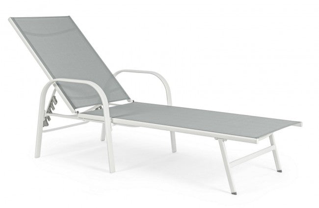 Arent Sonnenliege aus Stahl und mit weißen Armlehnen 195 cm