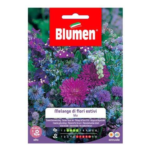 Melange aus blauen Sommerblumen