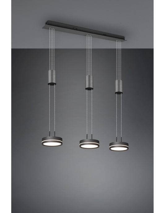 Injektionssuspension 3 Platten Led Franklin Anthrazit Modern Moderne Trio Lighting