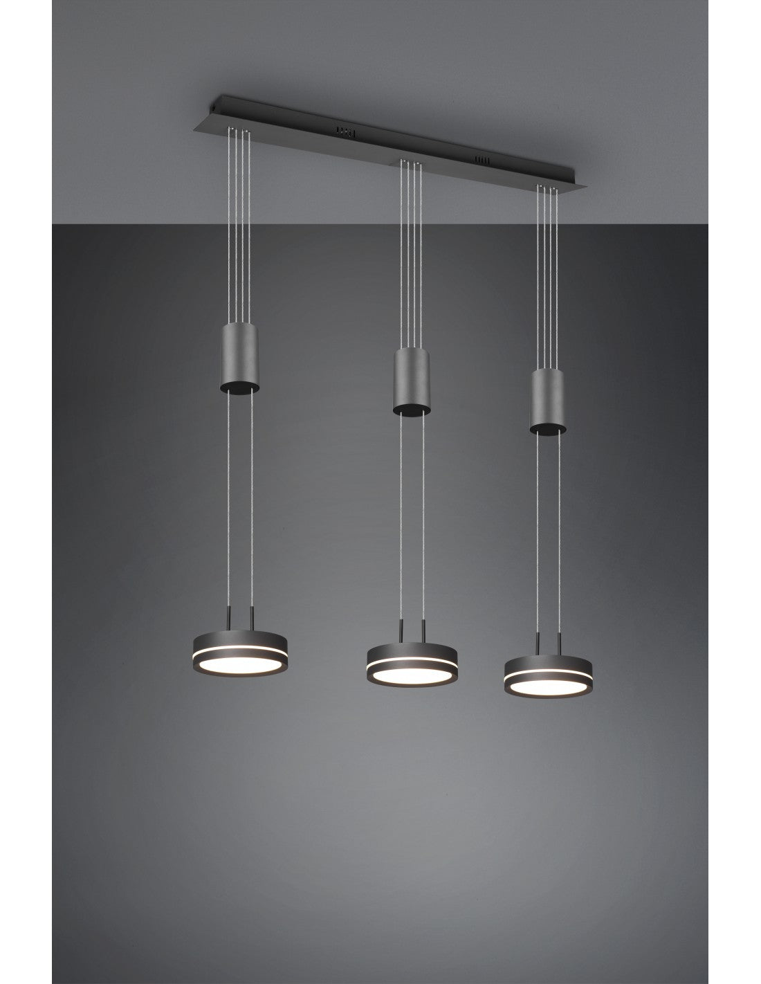 Injektionssuspension 3 Platten Led Franklin Anthrazit Modern Moderne Trio Lighting