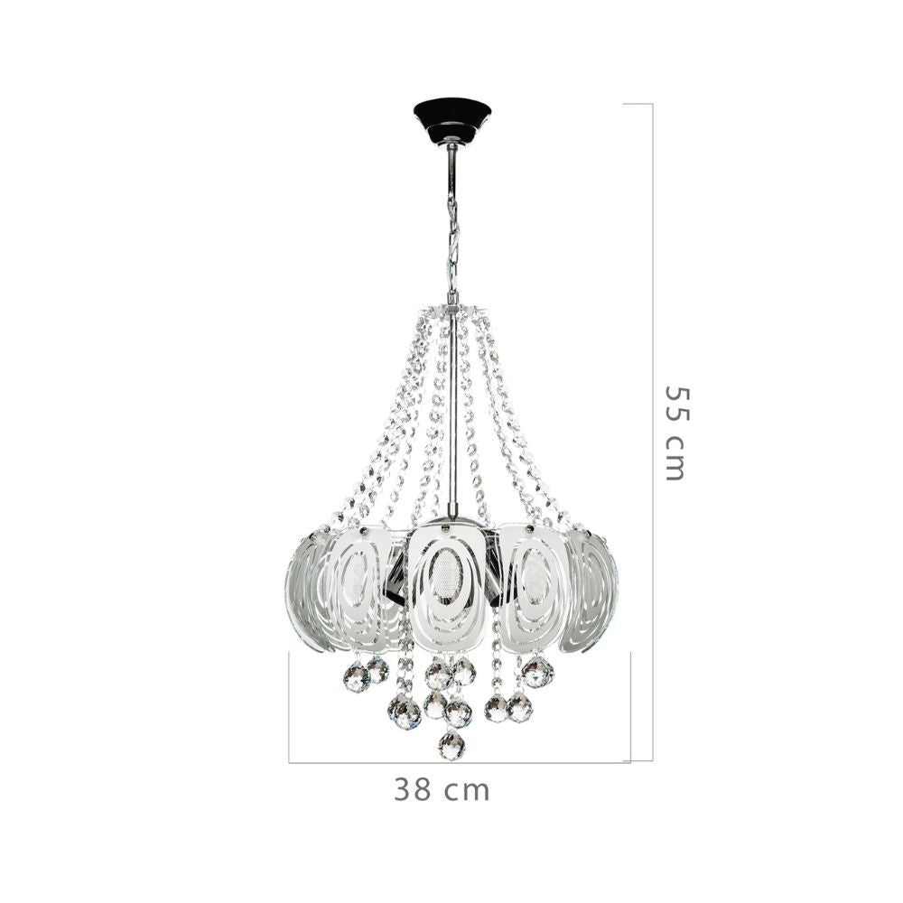 Yon MDL3973 silberne Deckenleuchte, verziert mit Steinen in Glas- und Kristalloptik