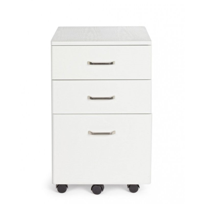 Büro-Schubladenelement aus MDF mit drei Schubladen in Esche weiß NADIR 40x44x h65 cm