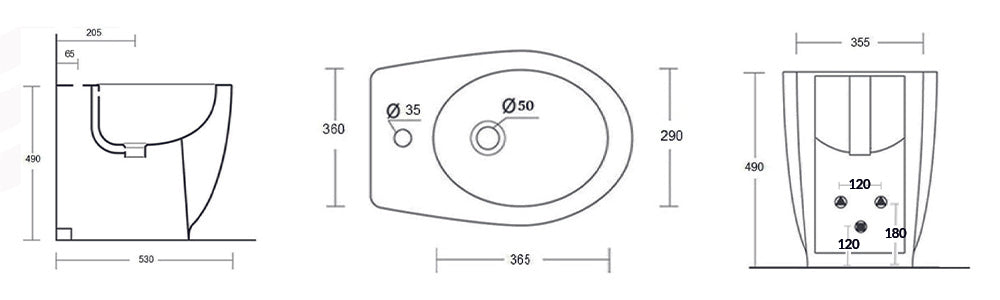 Azalea Wand-Bidet H. 49 cm