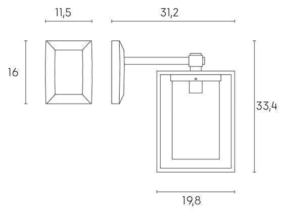 Applikation Unten E27 schwarz domus line
