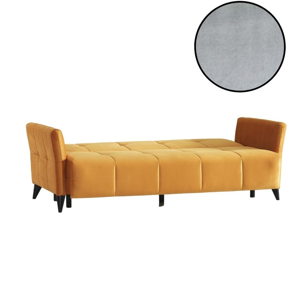 Levy 2-Sitzer-Sofa aus grauem Stoff mit Container und Bett