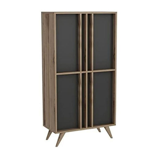 Hohes Sideboard 4 Türen Anthrazit Walnuss 72x35x139h cm