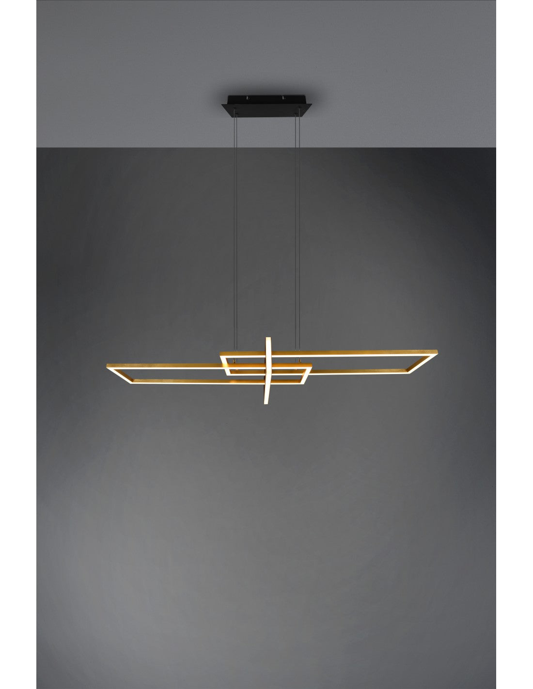 Salinas Pendelleuchte 3 Rechtecke LED 34w Gold-Schwarz L110 cm Dimmbare Trio-Beleuchtung