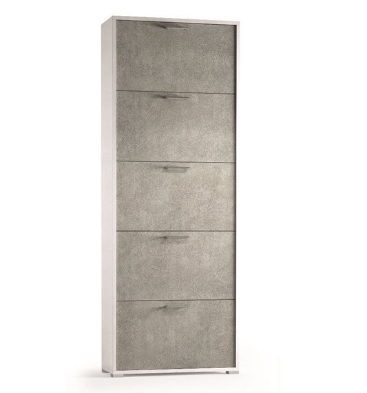 Doppelte Tiefe Schuh Schuh mit 5 Türen bis 18 Paare Weiß/Beton Schuhe