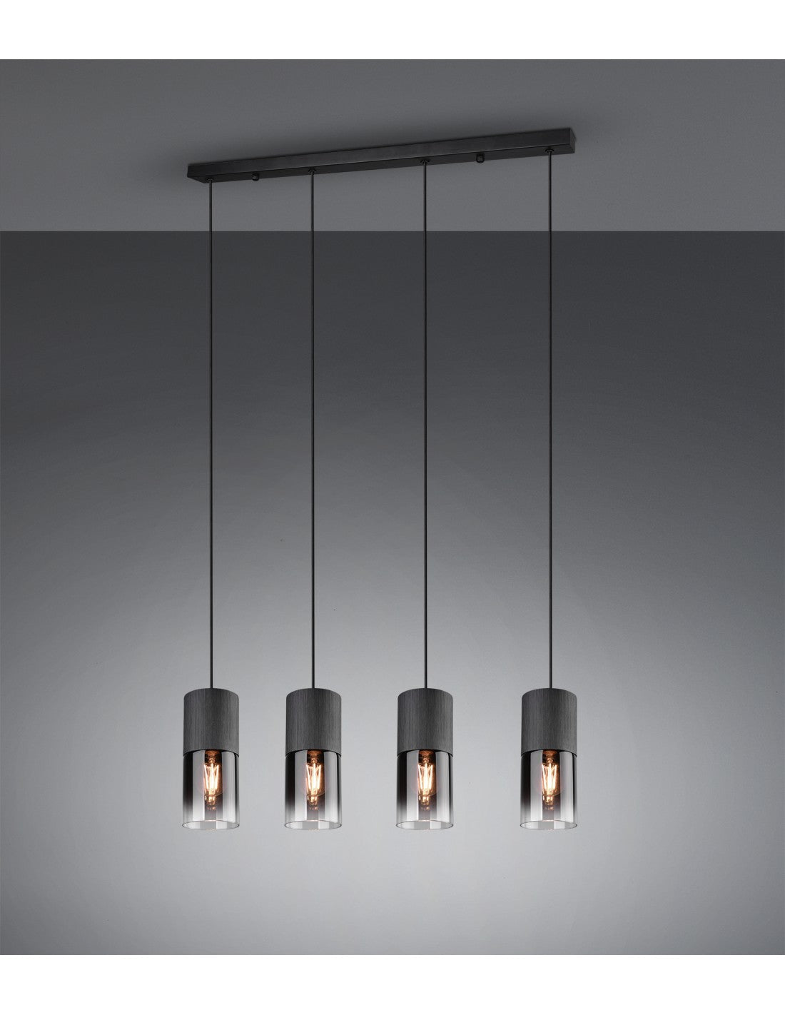 Vintage 4 x E27 Robin Metall-Black-Lighting-Suspension