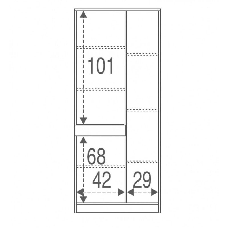 Mehrzweckschrank drei Türen eine Schublade Eucalyptus 77x34x h183 cm