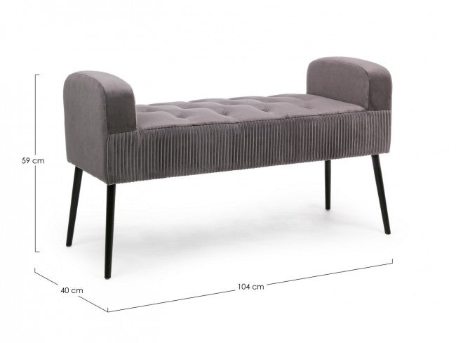 Graue Samtbank im Designstil 104x40x59