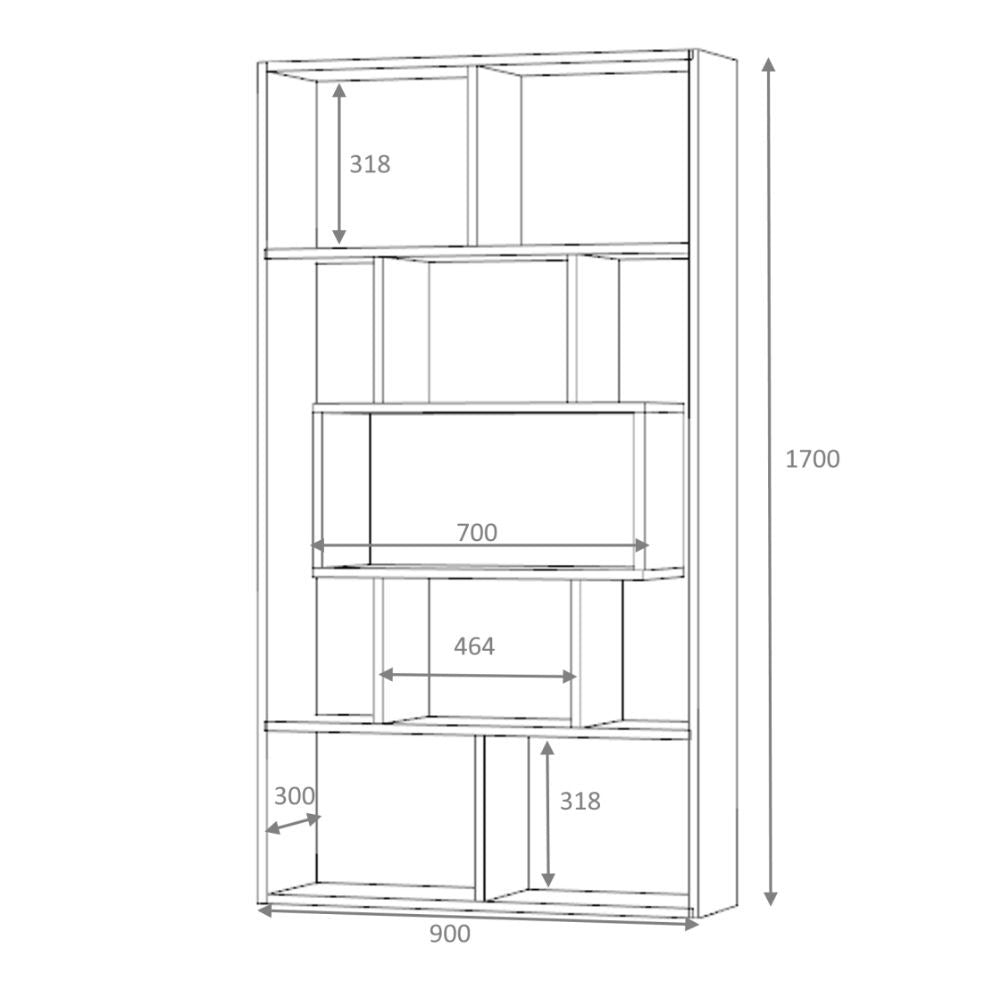 Bibliothek Face Grau cement 90x30x170H cm.