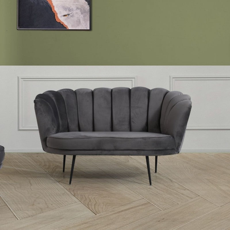 Zweisitzer Sofa aus Stoff Grau Rauchschale OREL 135x76,5x h79 cm