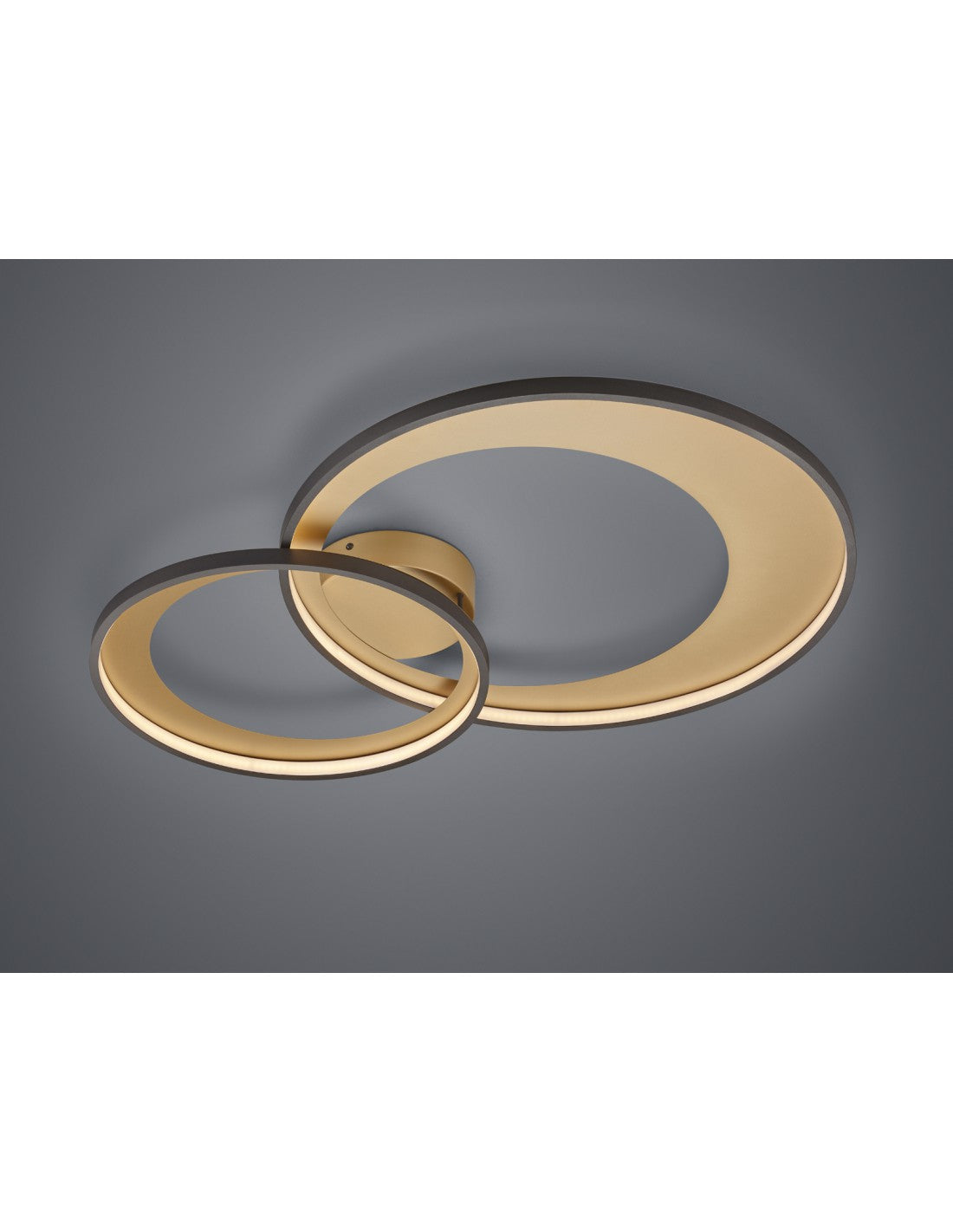 Doppelkreis-Deckenleuchte Granada, Schwarz-Gold, LED, 36 W, dimmbar, L85 cm, Trio-Beleuchtung