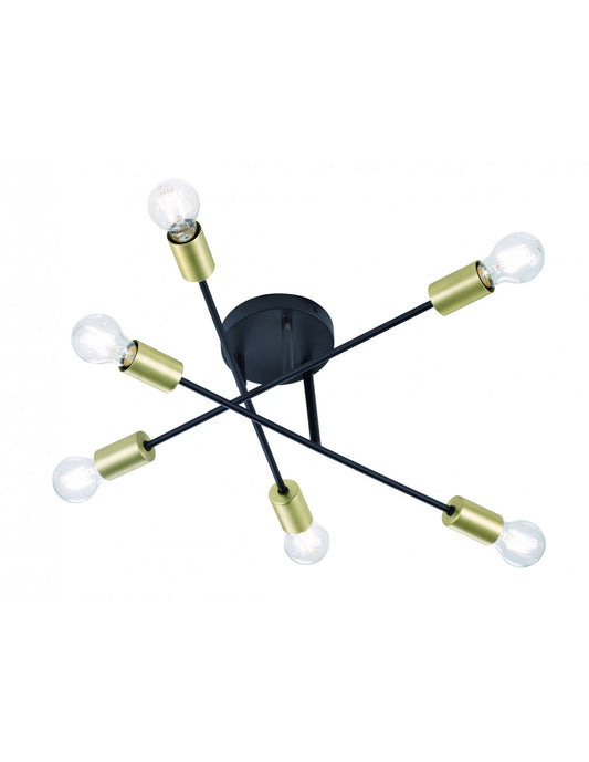 Deckenleuchte im minimalistischen Design, 6 verstellbare Lichter, Kreuz-Schwarz-Gold-Trio-Beleuchtung
