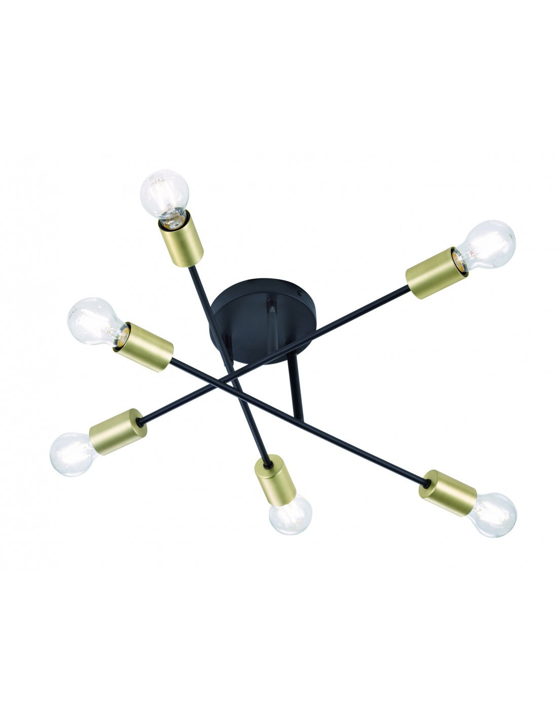 Deckenleuchte im minimalistischen Design, 6 verstellbare Lichter, Kreuz-Schwarz-Gold-Trio-Beleuchtung