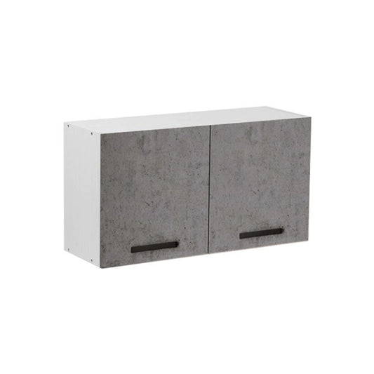 Zementgrauer Oberschrank mit 2 Küchentüren, 90 x 32 x 49 cm