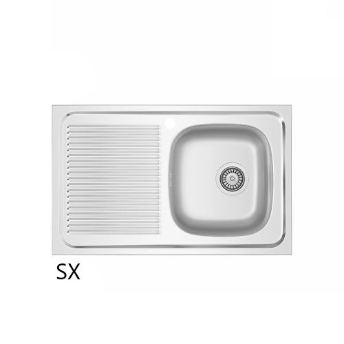 Aufsatzspüle aus Edelstahl 80x50 cm mit Abtropffläche links