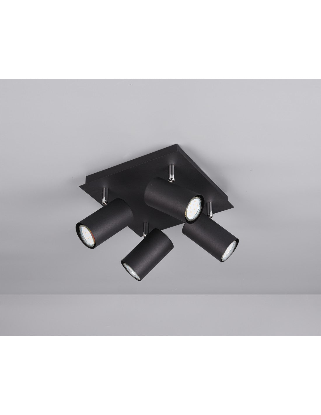 Plafoniera Quadrata 4 Spotti Orientabili Marley Nero Trio Lighting