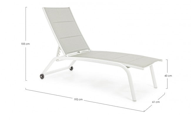 Hohe Sonnenliege aus weißem Aluminium mit Cleopas-Rädern