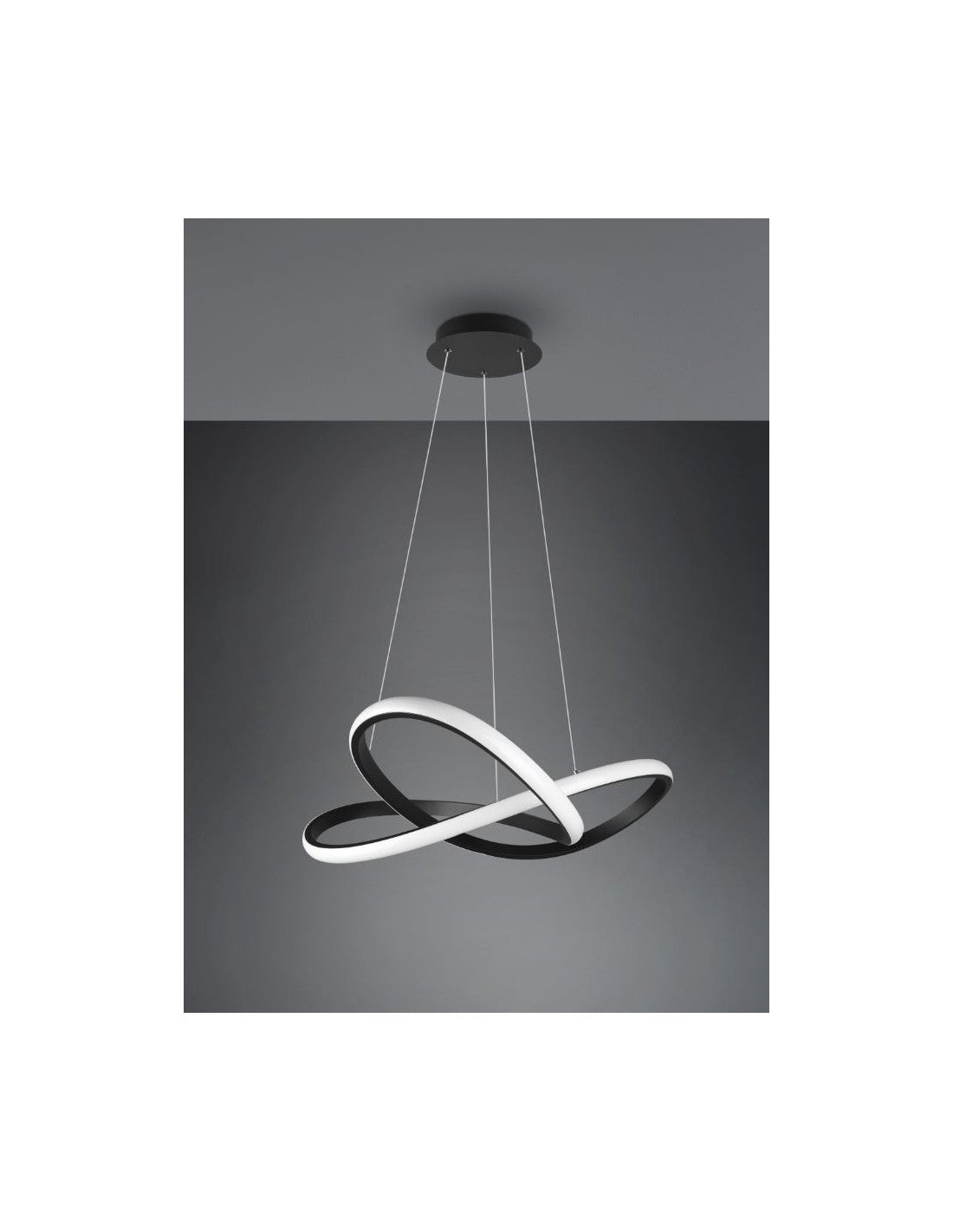 Moderne Course-Pendelleuchte, schwarzer Led-Dimmer, 27 W, Ø60 cm, Trio-Beleuchtung