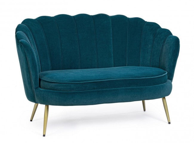 Giliola 2-Sitzer-Sofa in Blau mit Samteffekt
