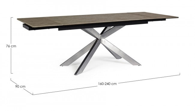 Ausziehbarer Tisch Arzachel aus Keramikstahl, 160–240 x 90 cm