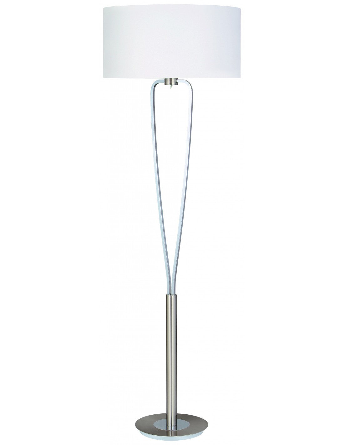 Piantana Moderna Paris II Nickel con Paralume Bianco Trio Beleuchtung