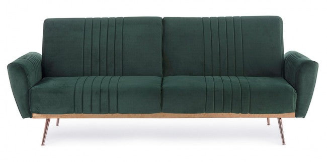 Dreisitzer Samt Schlafsofa Dunkelgrün JOHNNY 210x83x h85 cm