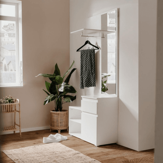Image41B weißer Eingangsschrank mit Spiegel
