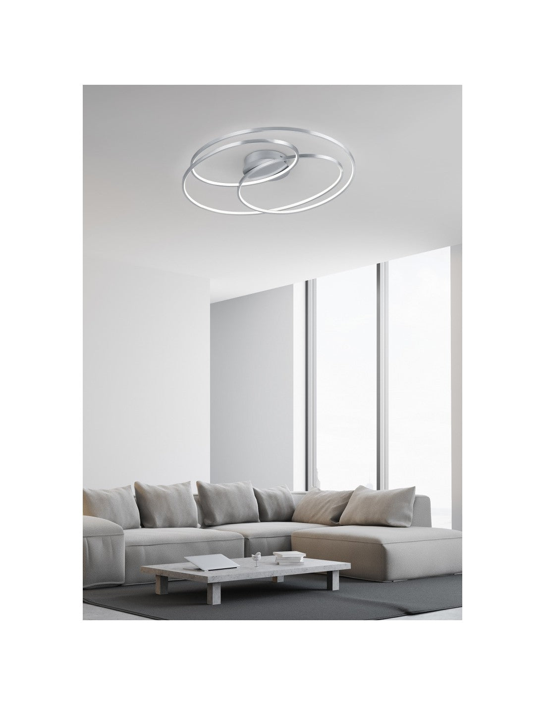Gale Deckenleuchte 3 Circles Matt Nickel LED 38,5w Dimmbar L60 cm Trio Lighting