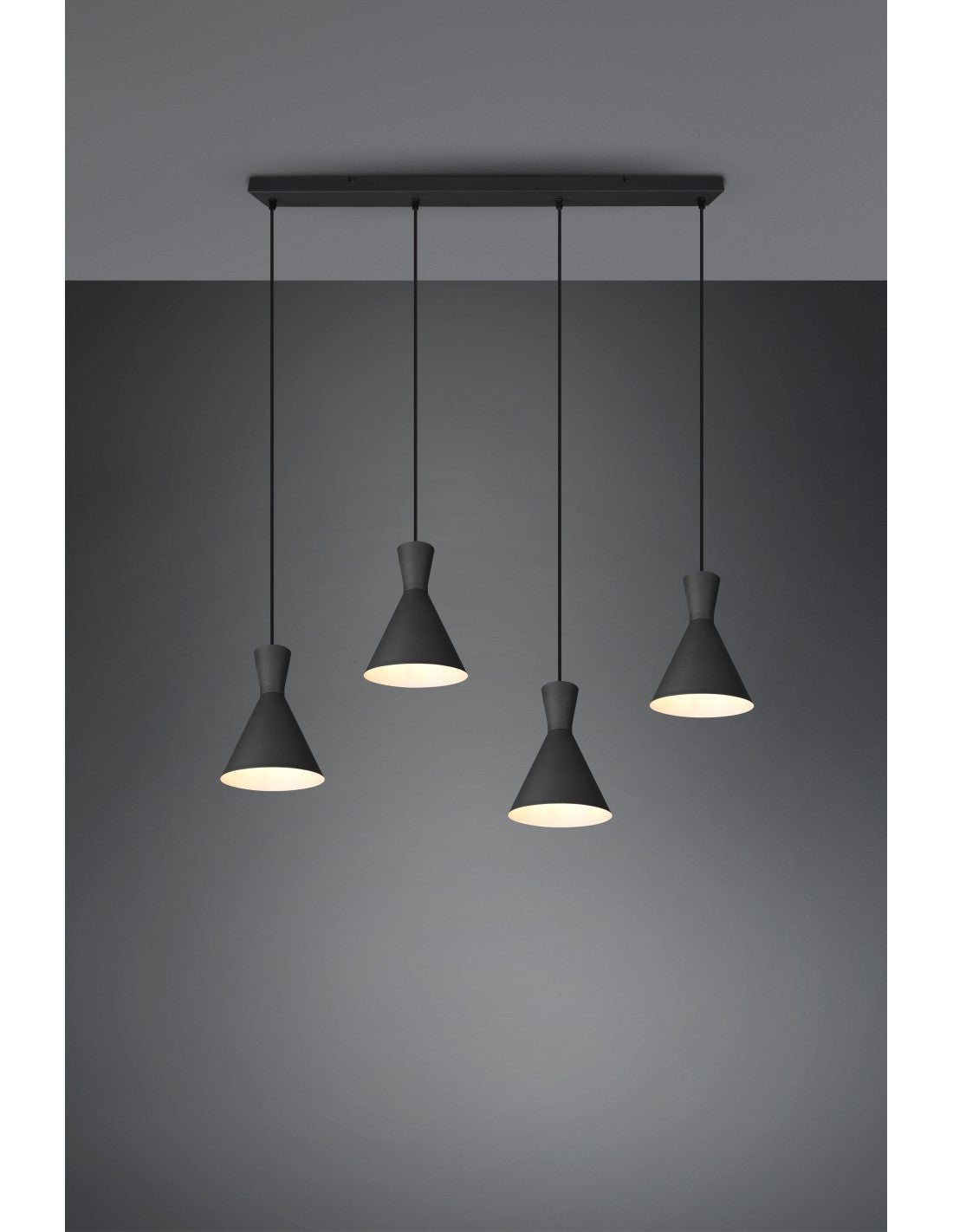 Aufhängung Linear Enzo 4xE27 Schwarz Opaque Trio Beleuchtung