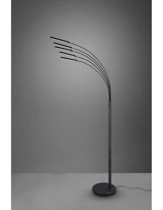 Reed Stehleuchte 5 Bögen LED Mattschwarz H195 cm Trio Lighting