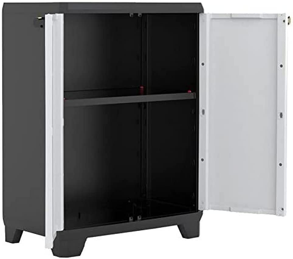 Verstellbarer niedriger linearer Kleiderschrank 68 x 39 x 90 h, KIS-Grau