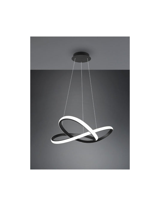 Moderne Course-Pendelleuchte, schwarzer Led-Dimmer, 27 W, Ø60 cm, Trio-Beleuchtung