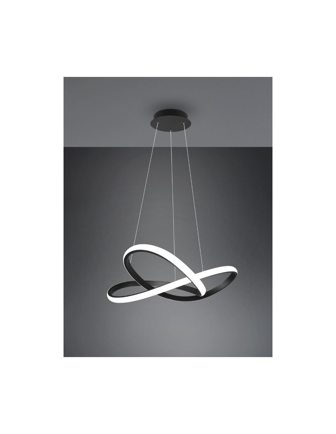 Moderne Course-Pendelleuchte, schwarzer Led-Dimmer, 27 W, Ø60 cm, Trio-Beleuchtung