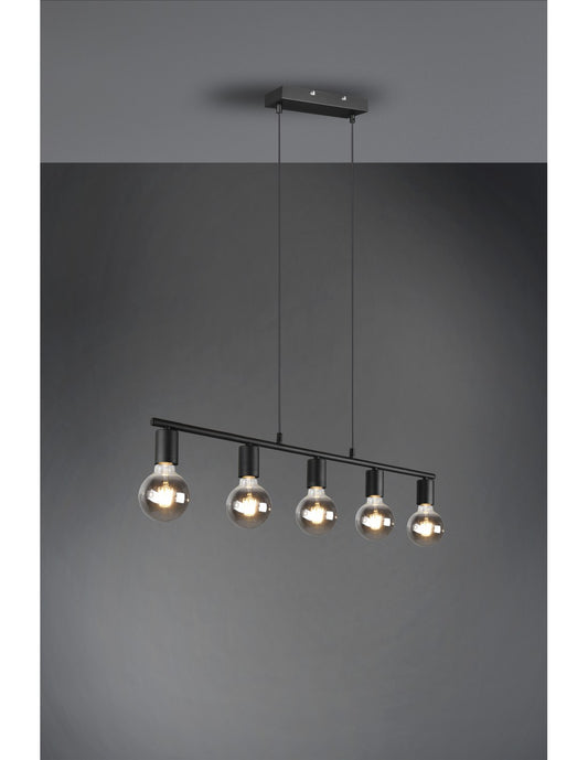 Pendelleuchte 5xE27 Vannes Schwarz L82 cm Trio Lighting