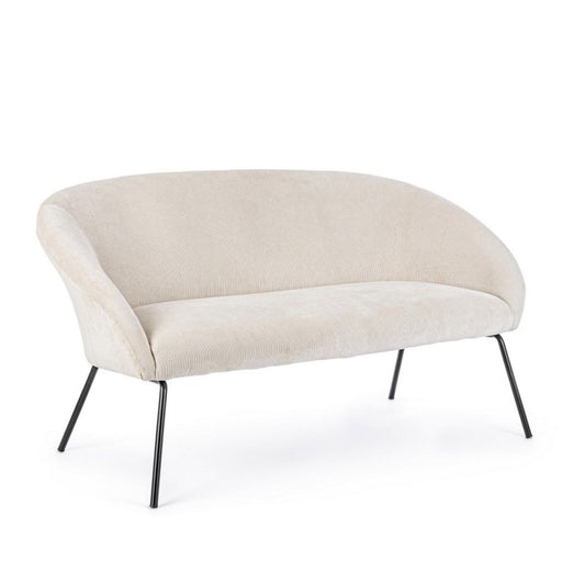 Aiko Velvet Sofa aus weißem Samtstahl, 142 x 80 x 75 cm