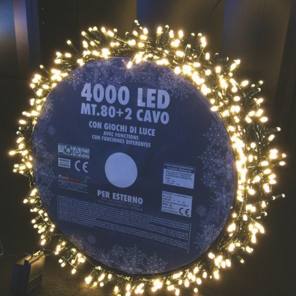 Lichterkette 4000 kaltweiße LEDs 8 Funktionen mit Lichtspielen für den Außenbereich 80 Meter Euronatale