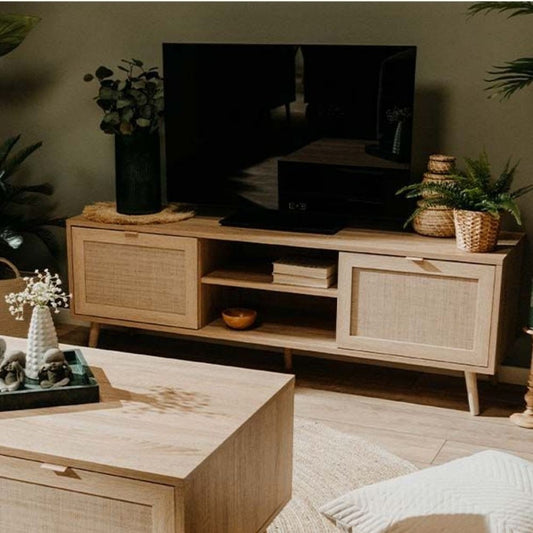 Bali 56A TV-Schrank mit 2 Türen in Korboptik