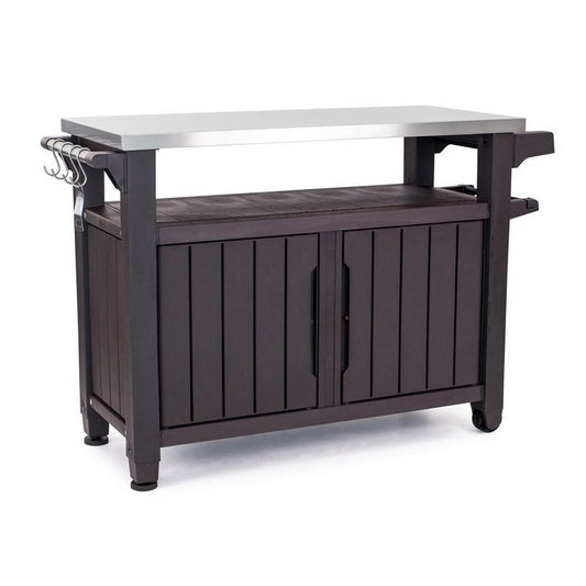 Harztisch für Grill 2 Türen Graphitfarbe 123,7x54xh.90h cm