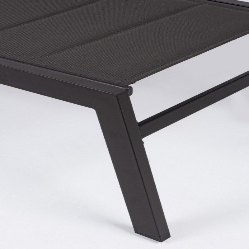 Hohe Aluminium-Sonnenliege mit Rädern Hilde Anthrazit 32h cm