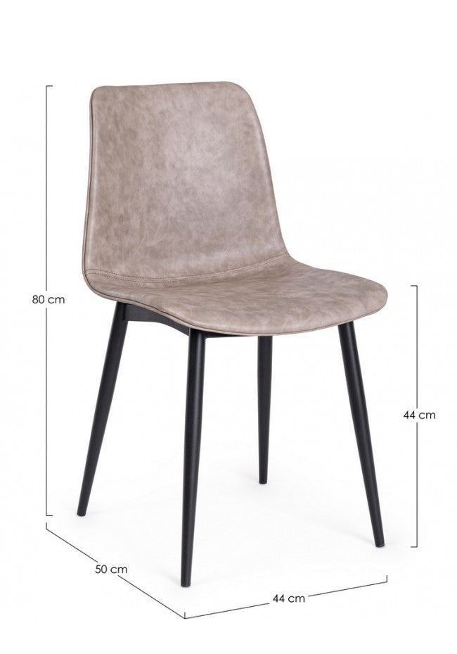 2x Kyra Stuhl Schwarz Pu Beige Vintage