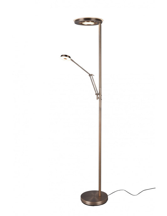 Moderne LED-Stehleuchte mit dimmbarem Lesespotlicht Barrie Brass Trio Lighting