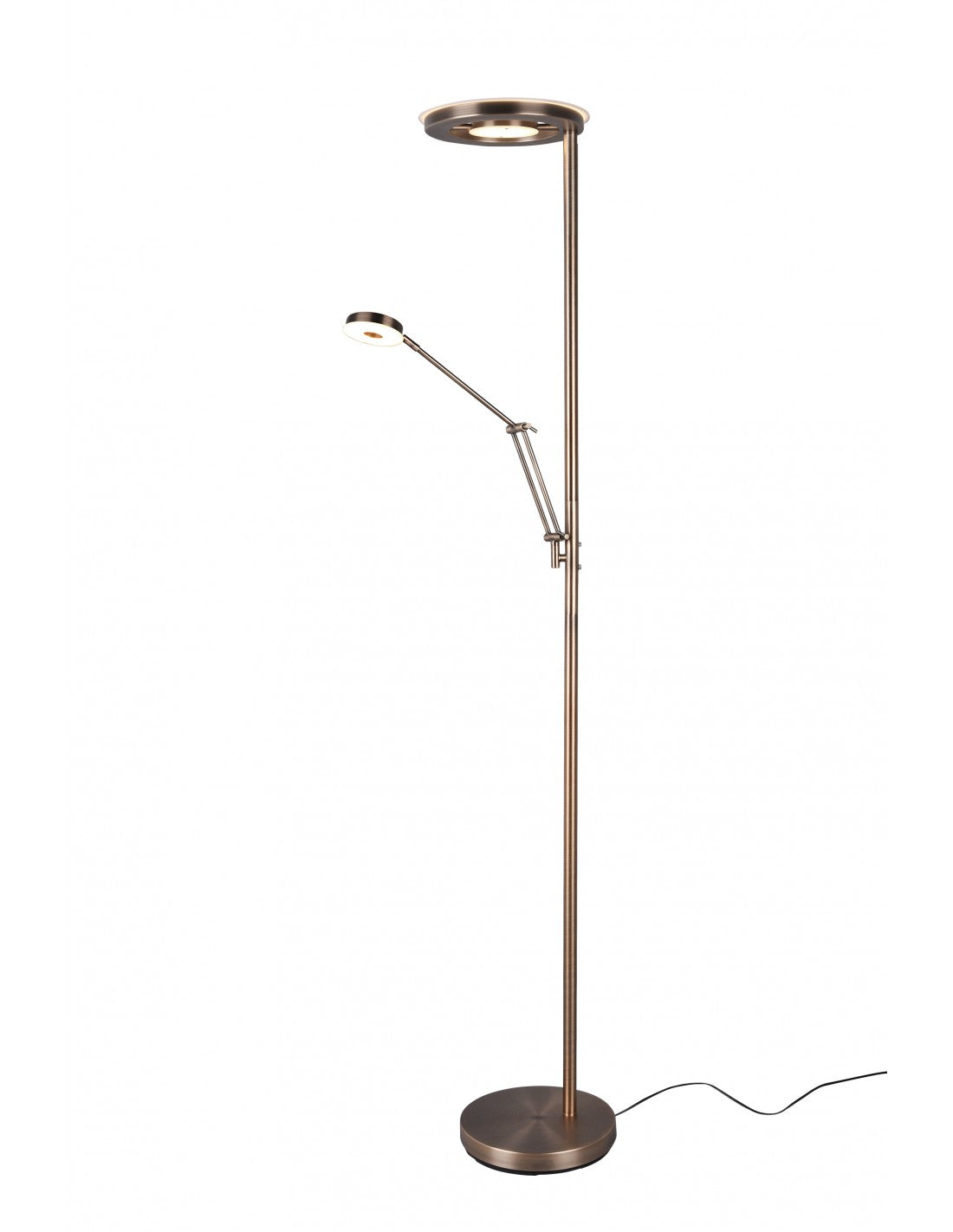 Moderne LED-Stehleuchte mit dimmbarem Lesespotlicht Barrie Brass Trio Lighting