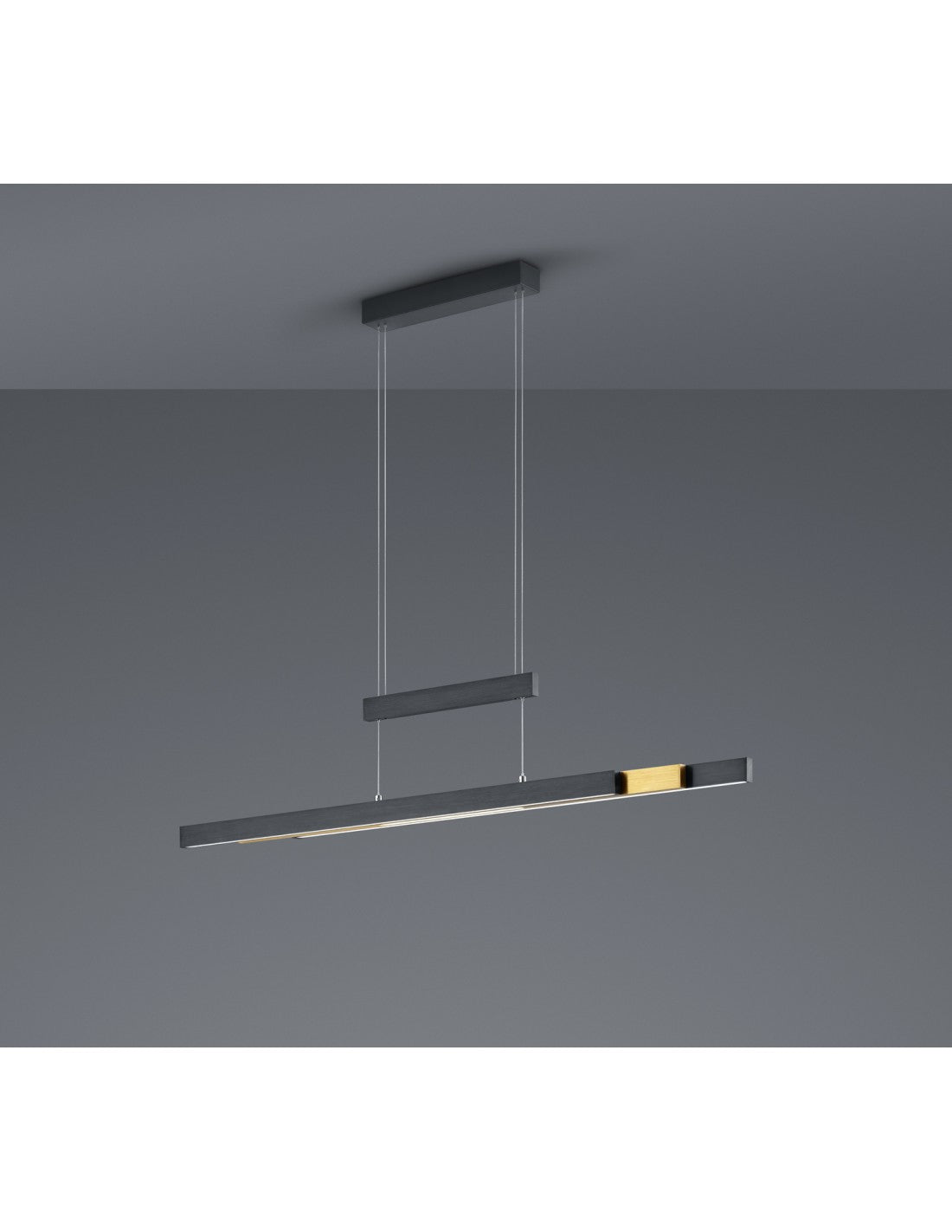 Trajan Moderner Büro-Kronleuchter mit doppeltem LED-Touch-Dimmer, Trio-Beleuchtung in Schwarz und Messing